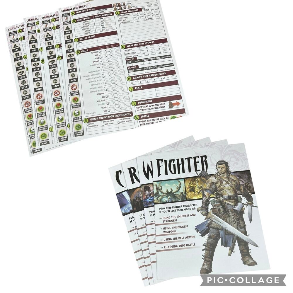 Pathfinder RPG Roleplaying Game Character Sheets Pregenerated & Blank 4 of Each